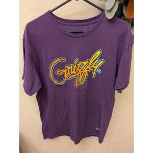 Grizzly‎ Griptape Mens Purple Script Logo Graphic T-Shirt Size L Skateboarding